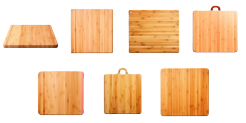 Rolgordijnen Png Set A solitary perspective of a bamboo chopping board on a transparent background made of wood © 2rogan