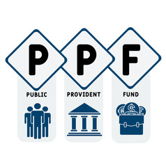 PPF - Public Provident Fund acronym. business concept background.  vector illustration concept with keywords and icons. lettering illustration with icons for web banner, flyer, landing