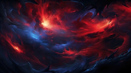 Fototapeta premium Red blue abstract cosmic galaxy background. Celestial outer space wallpaper. Illustration of beauty of colorful stellar universe with stars and nebula.