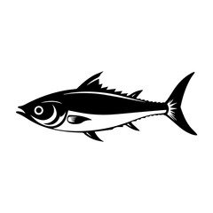 mackerel silhouette black white vector illustration