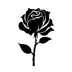 rose silhouette black white vector illustration