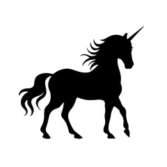 Obraz na płótnie Canvas unicorn silhouette black white vector illustration