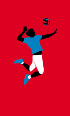 Fototapeta na wymiar Classy timeless Illustration of volleyball player silhouette in action doing jump smash best for your digital graphic and print 