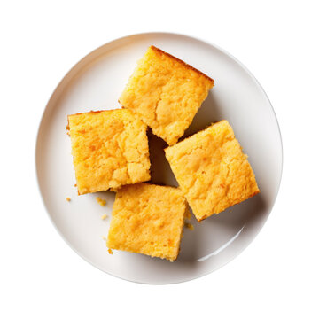 Plate of Cornbread Isolated on a Transparent Background