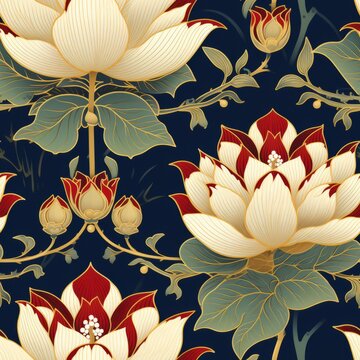 Seamless Indian Art Lotus Pattern: Elegance Meets Generative AI