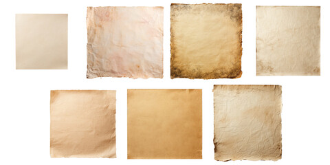 Png Set Aged paper on a transparent background