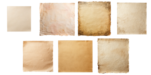 Png Set Aged paper on a transparent background