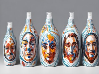 bottles with face arts