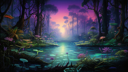 bioluminescent florest landscape 2