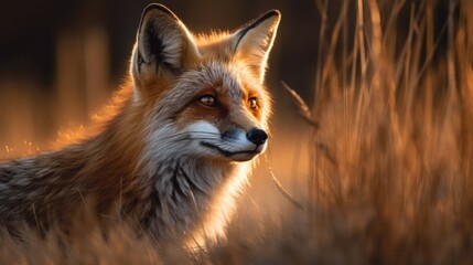Fototapeta premium A Red Fox in Sunset Glow
