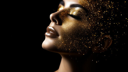 woman with golden glitter effect 1