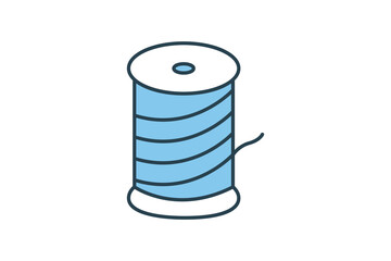 Spool thread icon. Icon related to textiles and sewing. Flat line icon style. Simple vector design editable
