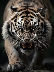 Keuken spatwand met foto Close up of a tiger face © The Stock Guy