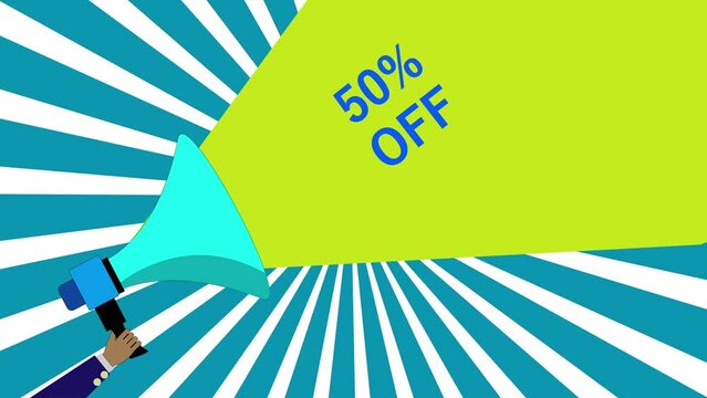 Comic Pop Art text '50 % off ' banner , surprise moment styles rays animation. rs_ 1204