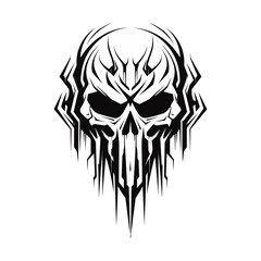 Artistic metal skull. Suitable with hard rock, scary, and metal design needs.