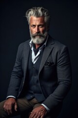 Stylish Bearded Man in Elegant Gray Suit
