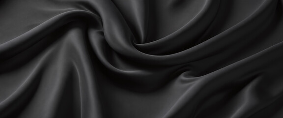 Obraz premium Abstract background of black crumpled fabric. Cloth with folds. Dark illustration. Generative AI