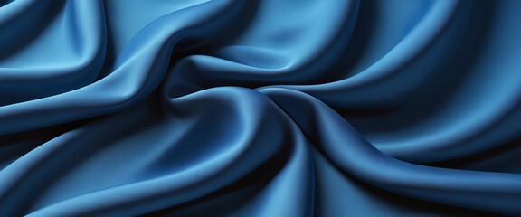 Obraz premium Abstract background of blue crumpled fabric. Cloth with folds. Colorful illustration. Generative AI