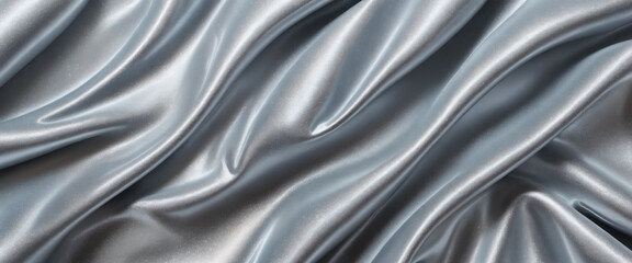 Abstract background of silver crumpled fabric with glitter. Cloth with folds. Colorful illustration. Generative AI