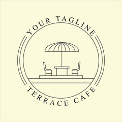 cafe terrace logo line art graphic design icon template simple minimalist vector illustration