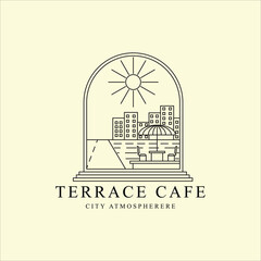 cafe terrace logo line art graphic design icon template simple minimalist vector illustration