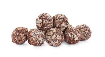 Tasty sweet chocolate candies isolated on white