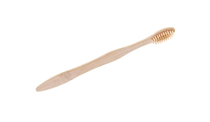 One bamboo toothbrush isolated on white. Eco friendly product