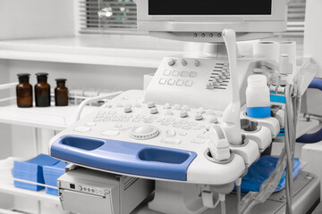 Ultrasound machine in hospital, closeup. Medical equipment