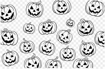 Vector illustration of a hand-drawn pumpkin in a brush-style, isolated on a transparent PNG background. Perfect for Halloween party backgrounds, poster templates, brochures, online ads.