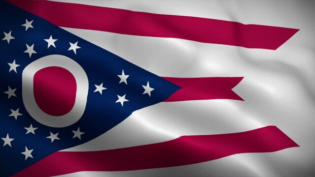 Ohio flag waving animation, perfect loop, official colors, 4K video