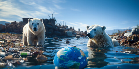 The polar bear, which is threatened by global warming.