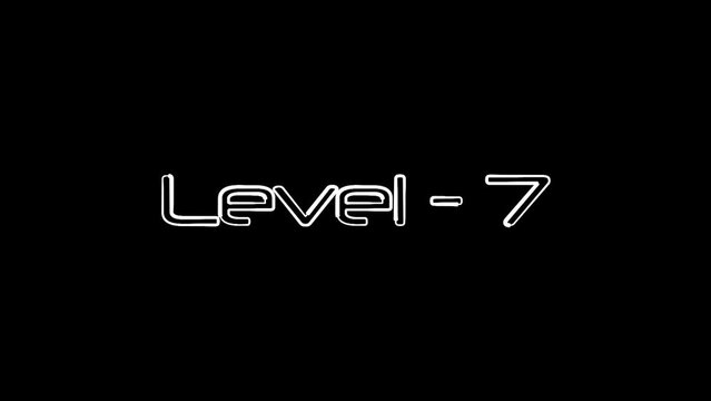 Level - 7 text modern and luxury alphabet font animation on black background. k_190