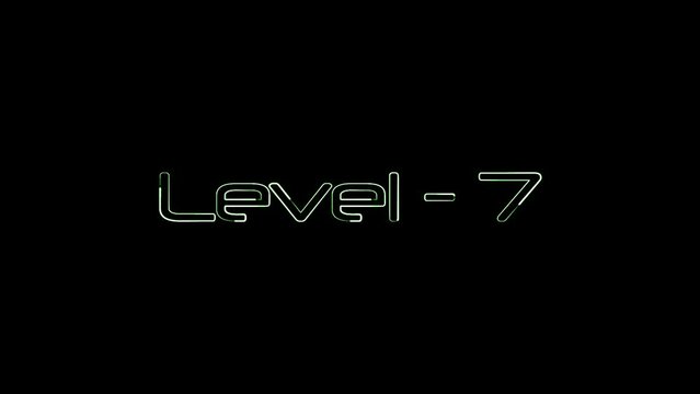 Level - 7 text modern and luxury alphabet font animation on black background. k_188