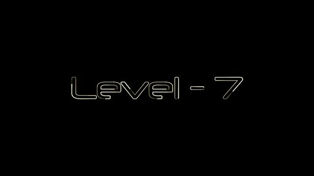 Level - 7 text modern and luxury alphabet font animation on black background. k_189