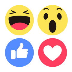 Vector set of facebook emoticons in flat style
