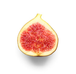 Slice of ripe fresh fig isolated on white background