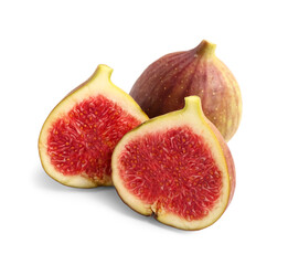Slices of ripe fresh fig isolated on white background