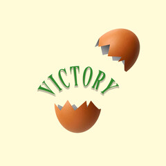 victory inside the broken egg. The concept of business. - 648724544