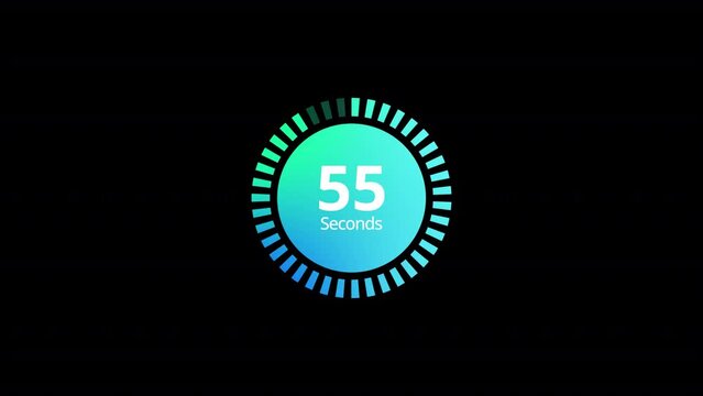 Circle countdown timer one minute animation from 60 to 0 seconds, 60 Seconds countdown, Countdown timer, Countdown