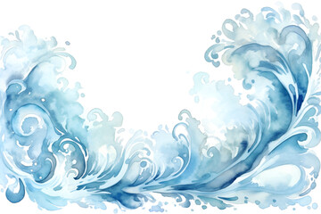 Fototapeta na wymiar 青い波の水彩背景イラスト