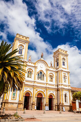 Fototapeta na wymiar San Martin de Tours Cathedral located at the Sogamoso city central square called Plaza de la Villa