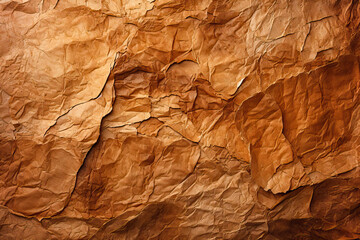 Close-Up of Crumpled Brown Paper Texture