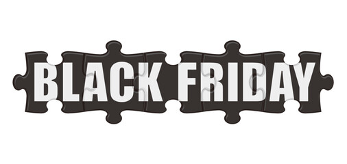 Black Friday Jig-Saw Puzzle Title. Vector Illustration Isolated On A White Background. 