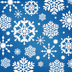 Snowflakes seamless pattern on blue background