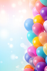 bunte Party Ballons in vielen verschiedenen Farben und mit Platz für Text. Hochkant. Hochformat. Generative Ai.