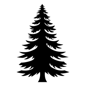 Pine tree black Silhouette Clipart, Christmas Tree silhouette vector art