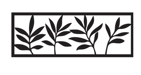 Floral border. Black and white vector illustration isolated on white background.
