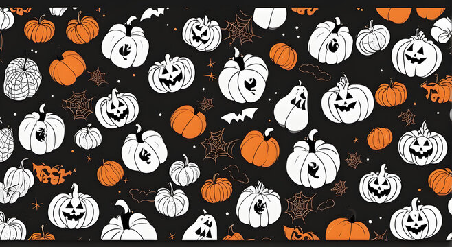 halloween pattern with pumpkins, cute halloween background, wallpaper