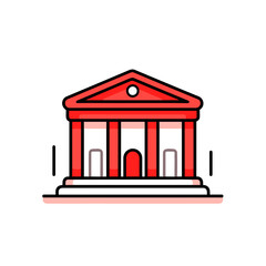 Law Firm Building vector icon in minimalistic, black and red line work, japan web