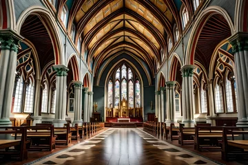 Fotobehang interior of church © Awais05